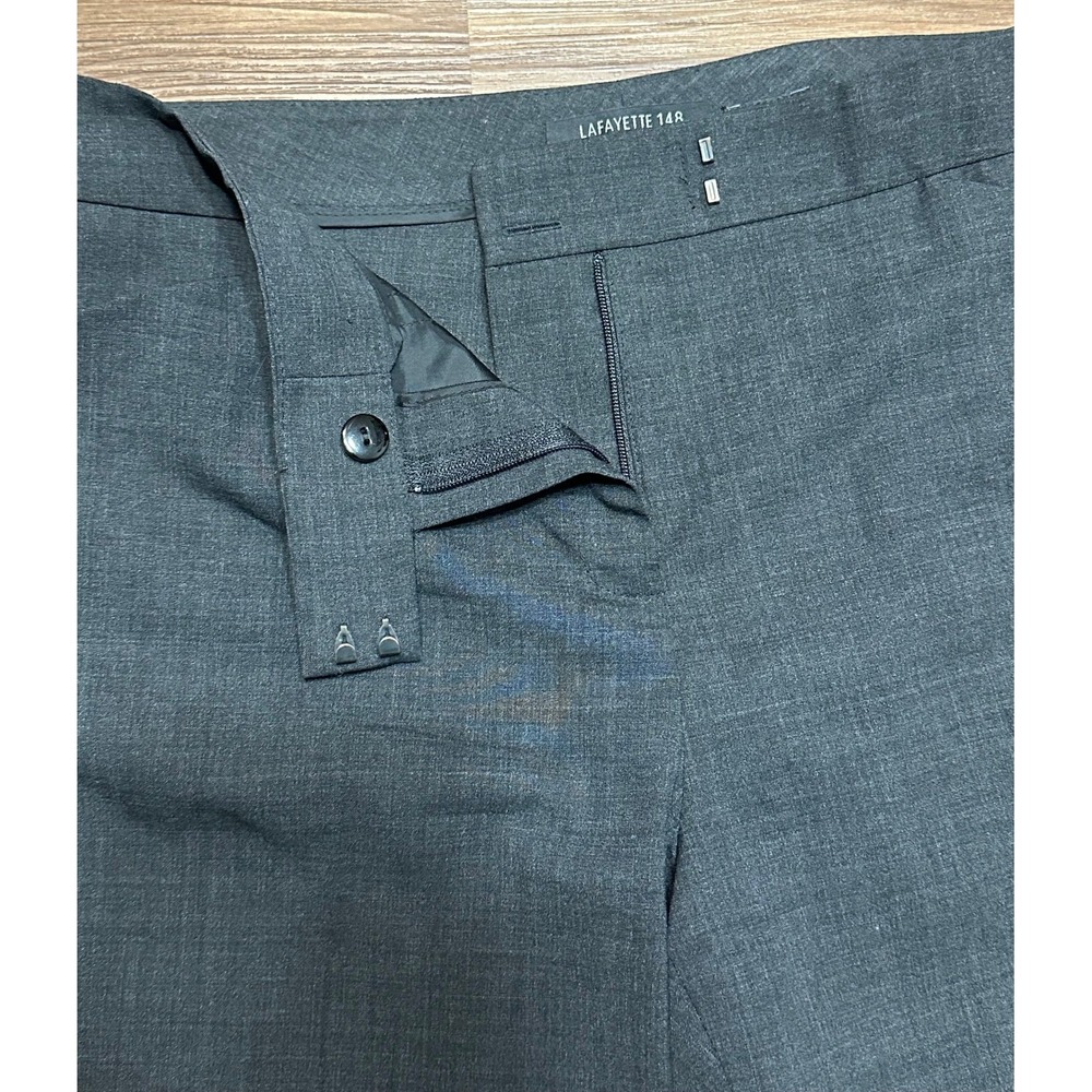 Lafayette 148 New York Irving Charcoal Grey Virgin Wool Blend Dress Pants Sz 8 - Picture 3 of 10